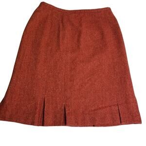 Talbots Red Italian Wool Silk Blend Midi Lined Pleated Hem Excellent! Size 8 P